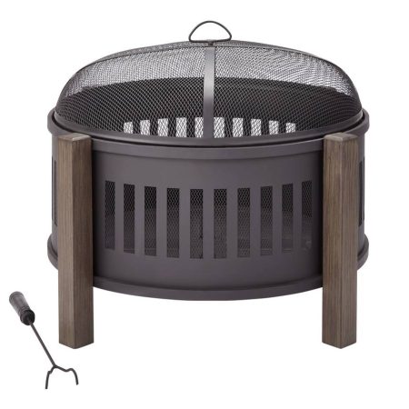 Canvas Round Wood Burning Outdoor Fire Bowl/Fire Pit, 31 x 24-in