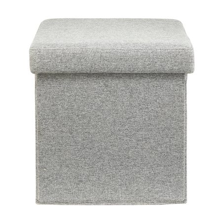 CANVAS Upholstered Folding Storage Cube Ottoman/Footrest With Padded Seat, Grey