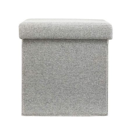 CANVAS Upholstered Folding Storage Cube Ottoman/Footrest With Padded Seat, Grey