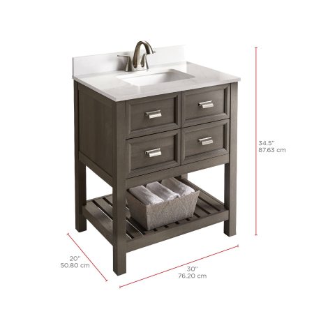 CANVAS Gibsons 2-Drawer Bathroom Vanity, Grey, 30-in