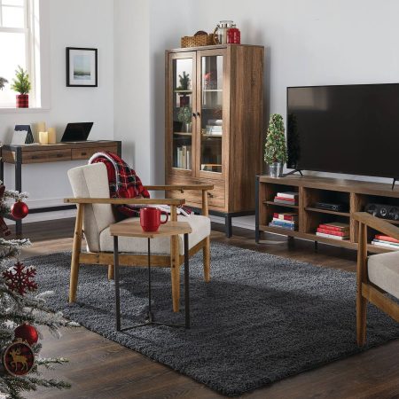 CANVAS Ossington 2-Drawer Metal Frame Hallway Accent Console Table/Desk, Salt Oak Finish