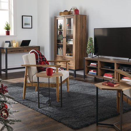 CANVAS Ossington 2-Drawer Metal Frame Hallway Accent Console Table/Desk, Salt Oak Finish