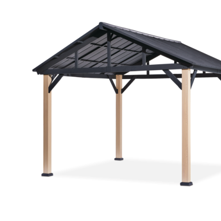 CANVAS Homestead Faux-Wood Outdoor Patio Hard Top Gazebo with Ceiling Hook