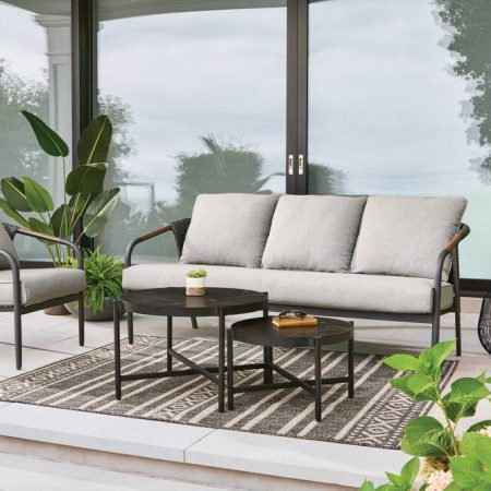 CANVAS Jasper All-Weather Aluminum & Wicker Outdoor/Patio Couch with Water & UV-Resistant Cushions