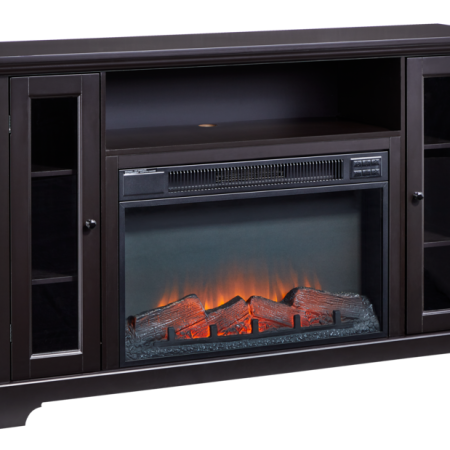 CANVAS Kingwood Media Electric Fireplace TV Stand, 57-in, 1500W, Includes Remote Control, Brown