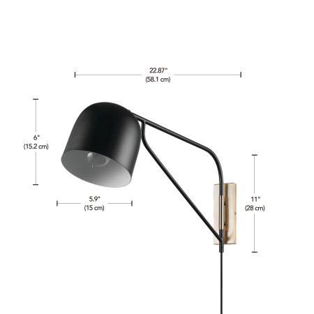 CANVAS Lambert Plug-In Wall Sconce, Matte Black/Brass