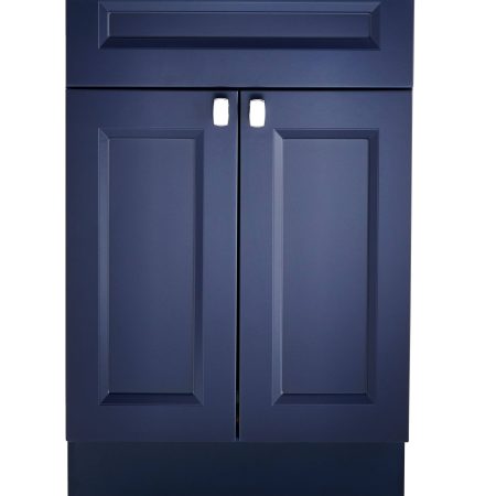 Canvas Langford Double Door Single Sink Marble Top Bathroom Vanity, Navy, 24-in