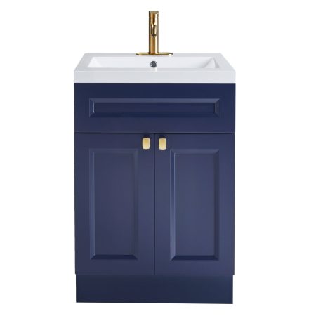 Canvas Langford Double Door Single Sink Marble Top Bathroom Vanity, Navy, 24-in