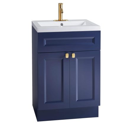 Canvas Langford Double Door Single Sink Marble Top Bathroom Vanity, Navy, 24-in