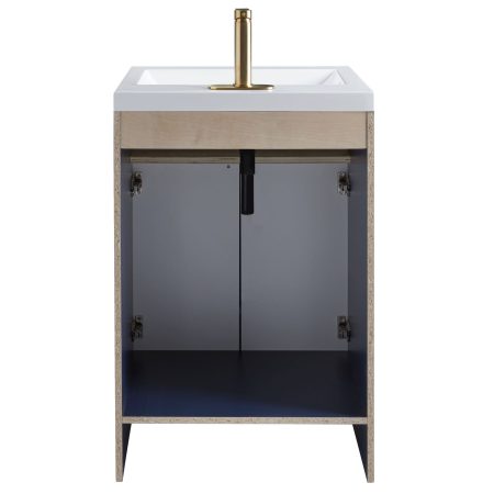 Canvas Langford Double Door Single Sink Marble Top Bathroom Vanity, Navy, 24-in