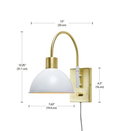 CANVAS Laurel Wall Sconce with Metal Shade, Adjustable Swing Arm, Gold