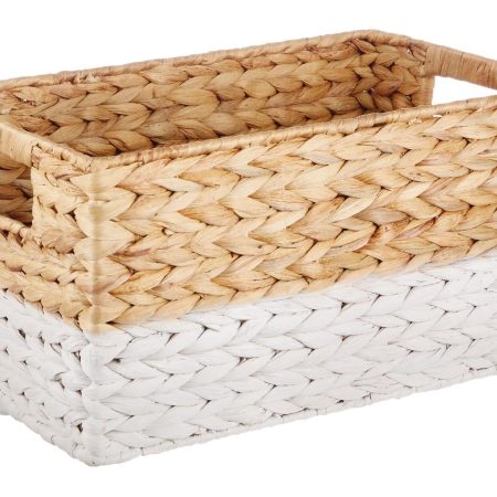 CANVAS Lucy Rectangular Woven Natural Material Storage Basket, 13 x 8.6 x 7-in