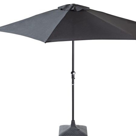 CANVAS Outdoor/Patio Market Umbrella w/ Crank Handle, Black, 9-ft