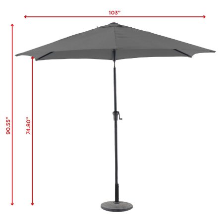 CANVAS Outdoor/Patio Market Umbrella w/ Crank Handle, Dark Grey, 9-ft