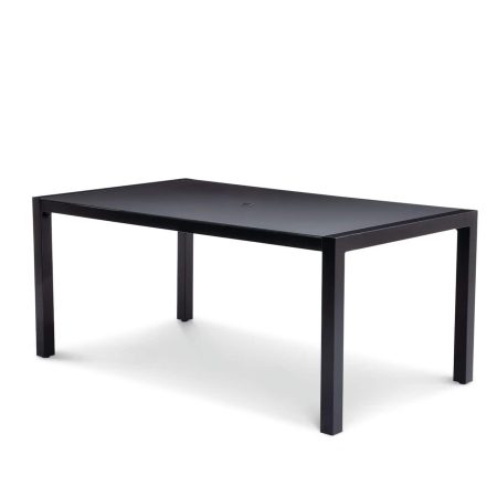 CANVAS Mercier Rectangular Steel Outdoor Patio Dining Table, w/ Glass Top, Black