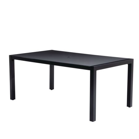 CANVAS Mercier Rectangular Steel Outdoor Patio Dining Table, w/ Glass Top, Black