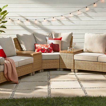 CANVAS Moraine All-Weather Wicker Outdoor/Patio Sectional Set, UV-Resistant Cushions, 5-pc