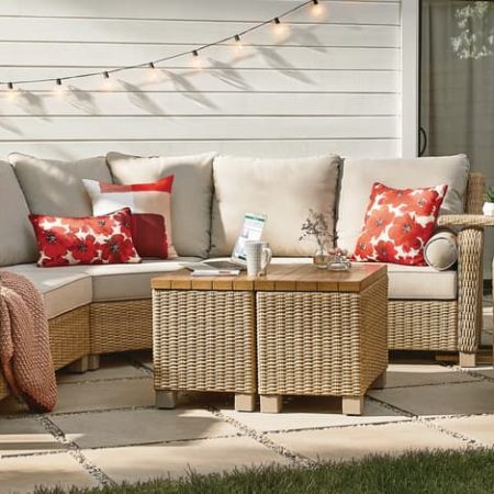 CANVAS Moraine All-Weather Wicker Outdoor/Patio Sectional Set, UV-Resistant Cushions, 5-pc