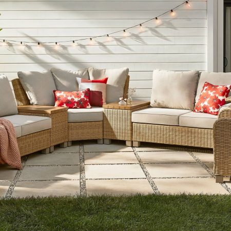 CANVAS Moraine All-Weather Wicker Outdoor/Patio Sectional Set, UV-Resistant Cushions, 5-pc