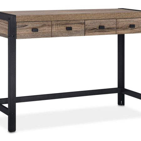 CANVAS Ossington 2-Drawer Metal Frame Hallway Accent Console Table/Desk, Salt Oak Finish