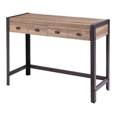 CANVAS Ossington 2-Drawer Metal Frame Hallway Accent Console Table/Desk, Salt Oak Finish