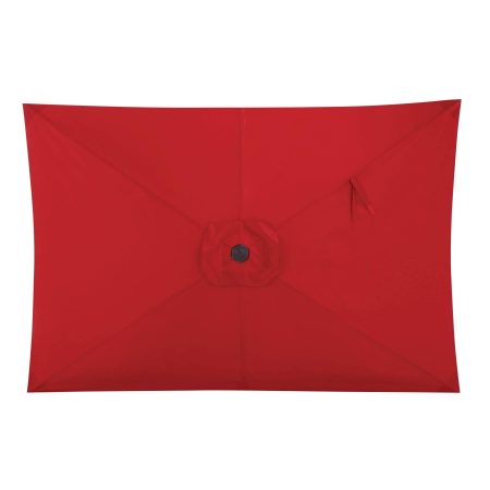 CANVAS Rectangular Patio Umbrella w/ Crank Handle, Red, 6-ft x 9-ft