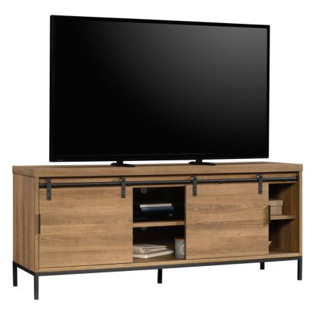 CANVAS Robson 2-Door Open Shelf TV Stand & Media Storage Console Cabinet , Oak Finish