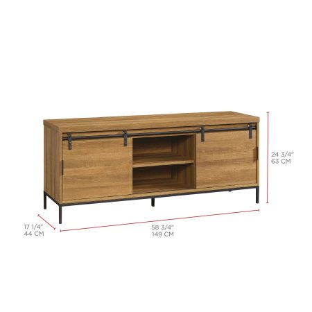 CANVAS Robson 2-Door Open Shelf TV Stand & Media Storage Console Cabinet , Oak Finish