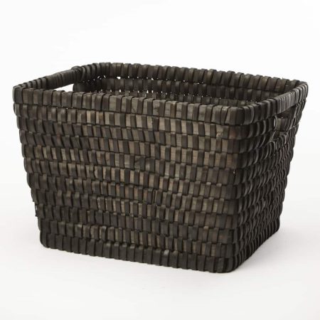 CANVAS Sanford Rectangular Flex Wood Basket, Black, 15.7 x 13 x 10.6-in