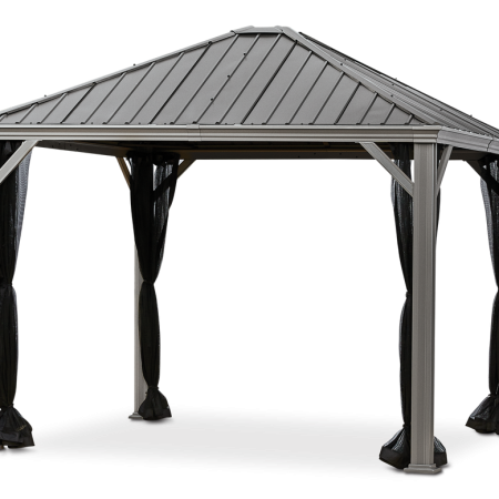 CANVAS Coastline Taupe Aluminum Outdoor Patio Hard-Top Gazebo w/Mosquito Net, 10x10-ft