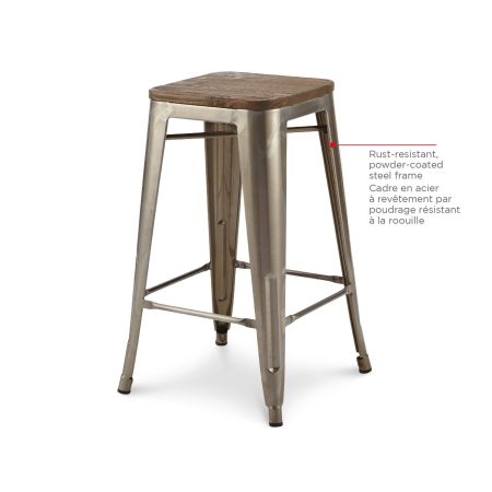 CANVAS Union Metal & Wood Bar Stool (2-Piece Set), Brown