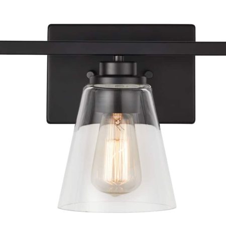 CANVAS 3-Light Vanity Light Fixture with Clear Glass Shade, Matte Black