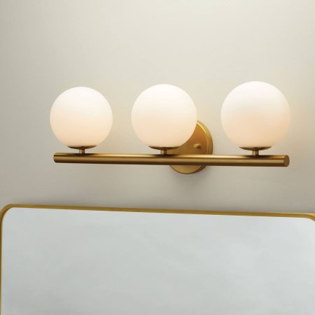 CANVAS 3-Light Modern Vanity Light Fixture with Opal Glass Shade, Brushed Gold