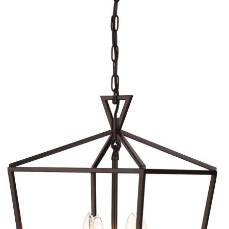 CANVAS Holden 4-Light Caged Shade Chandelier, Black Metal