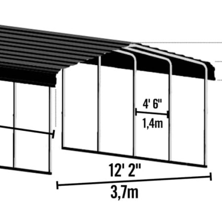 Arrow Carport Hard Top Galvanized Steel Carport Auto Shelter Weather Resistant Car/SUV 12 x 20 x 8-ft