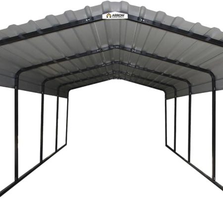 Arrow Carport Hard Top Galvanized Steel Carport Auto Shelter Weather Resistant Car/SUV 12 x 20 x 8-ft