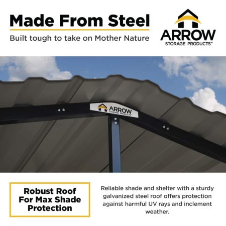 Arrow Carport Hard Top Galvanized Steel Carport Auto Shelter Weather Resistant Car/SUV 12 x 20 x 8-ft