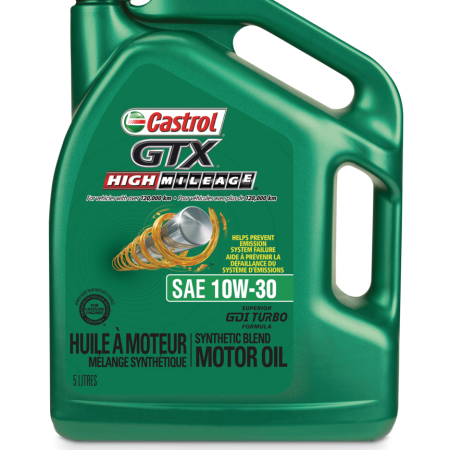 Castrol GTX High Mileage 10W30 Synthetic-Blend Engine/Motor Oil, 5-L