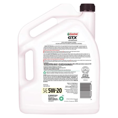 Castrol GTX ULTRACLEAN 5W20 Conventional Engine/Motor Oil, 5-L