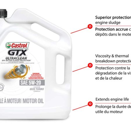 Castrol GTX ULTRACLEAN 5W20 Conventional Engine/Motor Oil, 5-L