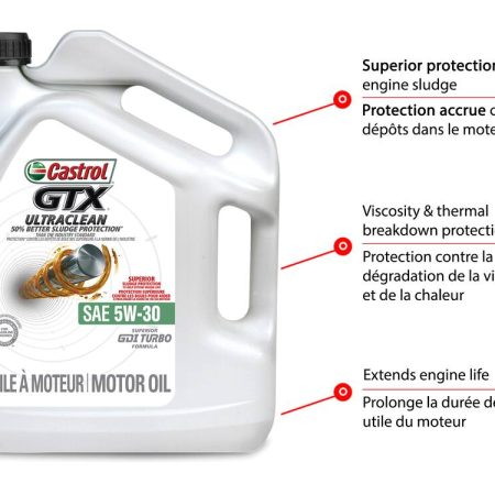 Castrol GTX ULTRACLEAN 5W30 Conventional Engine/Motor Oil, 5-L