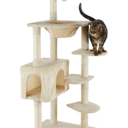 Cat Craft Platform Cat Tree with Condo & Hammock, 60-in