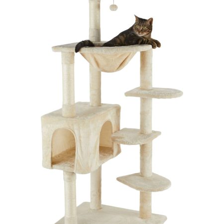 Cat Craft Platform Cat Tree with Condo & Hammock, 60-in