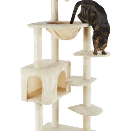 Cat Craft Platform Cat Tree with Condo & Hammock, 60-in