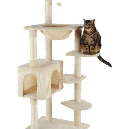 Cat Craft Platform Cat Tree with Condo & Hammock, 60-in