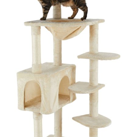 Cat Craft Platform Cat Tree with Condo & Hammock, 60-in