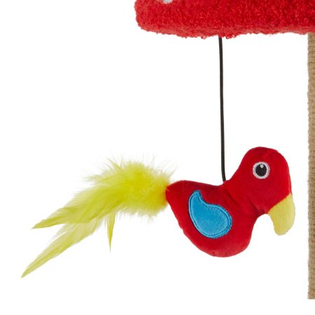 Cat Craft Red Toadstool Cat Scratcher with Dangling Toy, 17-in