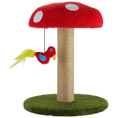 Cat Craft Red Toadstool Cat Scratcher with Dangling Toy, 17-in