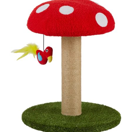 Cat Craft Red Toadstool Cat Scratcher with Dangling Toy, 17-in