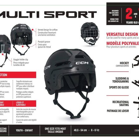 CCM Multi-Sport Hockey Helmet, Youth, White/Pink